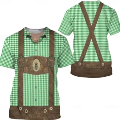 Oktoberfest Beer Bavarian T-shirt Lederhosen 3D Graphic For Men's Adults' Carnival Oktoberfest Beer 3D Print Party Casual Daily