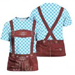 Oktoberfest Beer Bavarian T-shirt Lederhosen 3D Graphic For Men's Adults' Carnival Oktoberfest Beer 3D Print Party Casual Daily