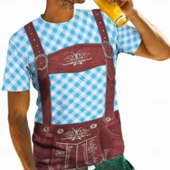 Oktoberfest Beer Bavarian T-shirt Lederhosen 3D Graphic For Men's Adults' Carnival Oktoberfest Beer 3D Print Party Casual Daily