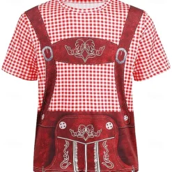 Oktoberfest Beer Bavarian Outfits T-shirt Lederhosen 3D Graphic For Men's Adults' Oktoberfest Beer 3D Print Party Casual Daily