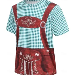 Oktoberfest Beer Bavarian Outfits T-shirt Lederhosen 3D Graphic For Men's Adults' Oktoberfest Beer 3D Print Party Casual Daily