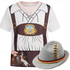 Oktoberfest Beer Bavarian Outfits T-shirt Lederhosen 3D Graphic For Men's Adults' Oktoberfest Beer 3D Print Party Casual Daily