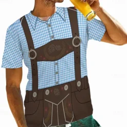 Oktoberfest Beer Bavarian T-shirt Lederhosen 3D Graphic For Men's Adults' Carnival Oktoberfest Beer 3D Print Party Casual Daily