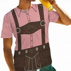 Oktoberfest Beer Bavarian T-shirt Lederhosen 3D Graphic For Men's Adults' Carnival Oktoberfest Beer 3D Print Party Casual Daily