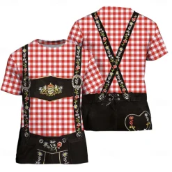 Oktoberfest Beer Bavarian T-shirt Lederhosen 3D Graphic For Men's Adults' Carnival Oktoberfest Beer 3D Print Party Casual Daily