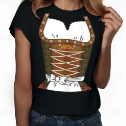 Oktoberfest Beer Bavarian T-shirt Lederhosen 3D For Women's Adults' Carnival Oktoberfest Beer Hot Stamping Party Casual Daily