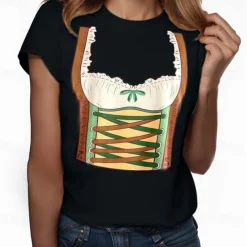 Oktoberfest Beer Bavarian T-shirt Lederhosen 3D For Women's Adults' Carnival Oktoberfest Beer Hot Stamping Party Casual Daily