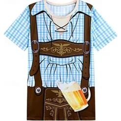 Oktoberfest Beer Bavarian T-shirt Lederhosen 3D Graphic For Men's Adults' Carnival Oktoberfest Beer 3D Print Party Casual Daily