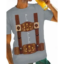 Oktoberfest Beer Bavarian T-shirt Lederhosen 3D For Men's Adults' Carnival Oktoberfest Beer Hot Stamping Party Casual Daily