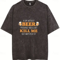 Oktoberfest Beer Cosplay Costume T-shirt Oversized Acid Washed Tee Anime Classic Street Style For Couple's Men's Women's Adults' Hot Stamping Casual Daily