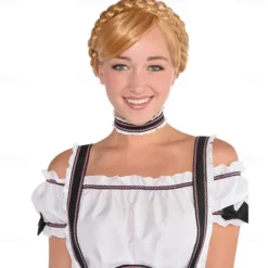 Oktoberfest Beer Cosplay Wigs Milk Maid Honey Blonde Wig with Overhead Plait