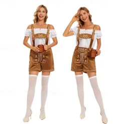 Oktoberfest Beer Costume Blouse Lederhosen Cosplay Costume Masquerade Cosplay German Munich Wiesn Women's Traditional Style Cloth Halloween Carnival