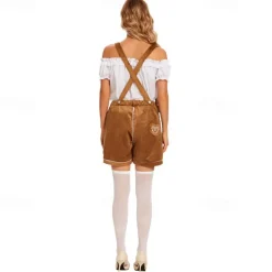 Oktoberfest Beer Costume Blouse Lederhosen Cosplay Costume Masquerade Cosplay German Munich Wiesn Women's Traditional Style Cloth Halloween Carnival
