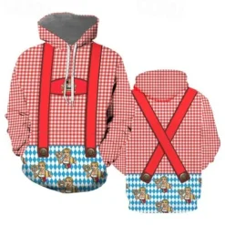 Oktoberfest Beer Hoodie Lederhosen 3D Front Pocket Graphic For Men's Adults' Carnival Oktoberfest Beer 3D Print Party Vacation