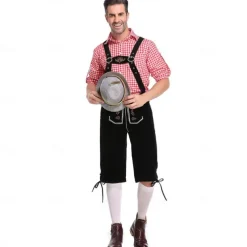 Oktoberfest Beer Lederhosen Shirt Alpine Hat Bavarian Bavarian German Munich Wiesn Men's Traditional Style Cloth Blouse Shorts Hat