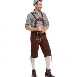 Oktoberfest Beer Lederhosen Shirt Alpine Hat Bavarian Bavarian German Munich Wiesn Men's Traditional Style Cloth Blouse Shorts Hat