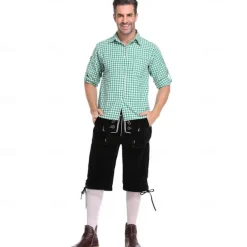 Oktoberfest Beer Lederhosen Shirt Alpine Hat Bavarian Bavarian German Munich Wiesn Men's Traditional Style Cloth Blouse Shorts Hat