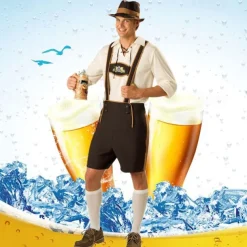 Oktoberfest Blouse / Shirt Lederhosen Bavarian Couple Oktoberfest Couple German Munich Wiesn Men's Traditional Style Cloth Top Shorts Hat