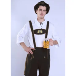 Oktoberfest Blouse / Shirt Lederhosen Bavarian Couple Oktoberfest Couple German Munich Wiesn Men's Traditional Style Cloth Top Shorts Hat