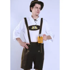 Oktoberfest Blouse / Shirt Lederhosen Bavarian Couple Oktoberfest Couple German Munich Wiesn Men's Traditional Style Cloth Top Shorts Hat