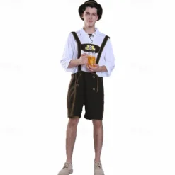 Oktoberfest Blouse / Shirt Lederhosen Bavarian Couple Oktoberfest Couple German Munich Wiesn Men's Traditional Style Cloth Top Shorts Hat
