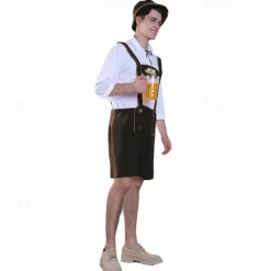 Oktoberfest Blouse / Shirt Lederhosen Bavarian Couple Oktoberfest Couple German Munich Wiesn Men's Traditional Style Cloth Top Shorts Hat