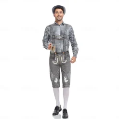 Oktoberfest Blouse / Shirt Lederhosen Oktoberfest / Beer Bavarian Bavarian Wiesn Men's Traditional Style Cloth Blouse Shorts Hat