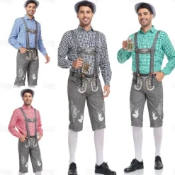 Oktoberfest Blouse / Shirt Lederhosen Oktoberfest / Beer Bavarian Bavarian Wiesn Men's Traditional Style Cloth Blouse Shorts Hat