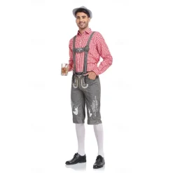 Oktoberfest Blouse / Shirt Lederhosen Oktoberfest / Beer Bavarian Bavarian Wiesn Men's Traditional Style Cloth Blouse Shorts Hat