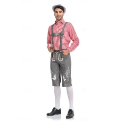 Oktoberfest Blouse / Shirt Lederhosen Oktoberfest / Beer Bavarian Bavarian Wiesn Men's Traditional Style Cloth Blouse Shorts Hat