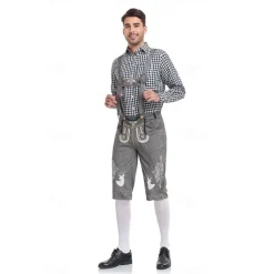 Oktoberfest Blouse / Shirt Lederhosen Oktoberfest / Beer Bavarian Bavarian Wiesn Men's Traditional Style Cloth Blouse Shorts Hat