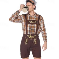 Oktoberfest Blouse / Shirt Lederhosen Bavarian German Munich Wiesn Men's Traditional Style Cloth Shirt Shorts Hat