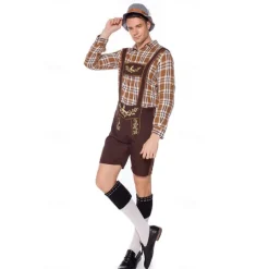 Oktoberfest Blouse / Shirt Lederhosen Bavarian German Munich Wiesn Men's Traditional Style Cloth Shirt Shorts Hat