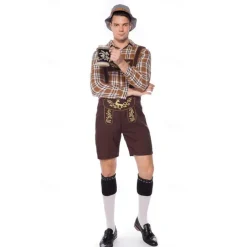 Oktoberfest Blouse / Shirt Lederhosen Bavarian German Munich Wiesn Men's Traditional Style Cloth Shirt Shorts Hat