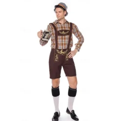Oktoberfest Blouse / Shirt Lederhosen Bavarian German Munich Wiesn Men's Traditional Style Cloth Shirt Shorts Hat