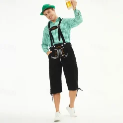 Oktoberfest Blouse / Shirt Lederhosen Bavarian Bavarian German Wiesn Men's Traditional Style Cloth Shirt Shorts Hat