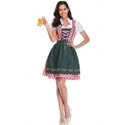 Oktoberfest Blouse / Shirt Dirndl Lederhosen Bavarian Couple Oktoberfest Couple German Munich Wiesn Men's Women's Traditional Style Cloth Blouse Dress Shorts