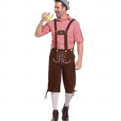 Oktoberfest Blouse / Shirt Dirndl Lederhosen Bavarian Couple Oktoberfest Couple German Munich Wiesn Men's Women's Traditional Style Cloth Blouse Dress Shorts