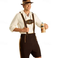 Oktoberfest Blouse / Shirt Lederhosen Oktoberfest / Beer Bavarian Bavarian German Wiesn Men's Traditional Style Cloth Blouse Shorts