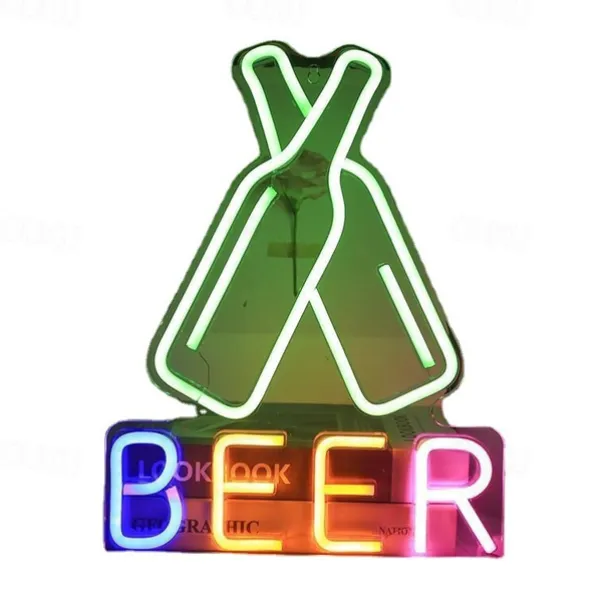 Oktoberfest Cheers Beer Bottle Neon Bar Sign USB ON/OFF Switch Powered LED Neon Light for Pub Party Man Cave Restaurant Club Shop Wall Decor