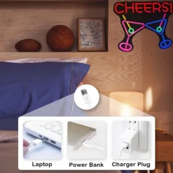 Oktoberfest Cheers USB Cocktails Neon LED Sign Light, Beer Bar Club Acrylic Neon Lights Sign for Hotel Pub Cafe Birthday Party Teen Room Wall Decorative Lamp 1PC