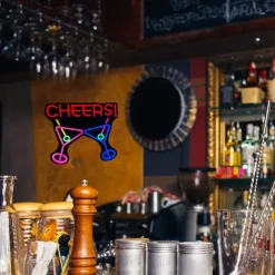 Oktoberfest Cheers USB Cocktails Neon LED Sign Light, Beer Bar Club Acrylic Neon Lights Sign for Hotel Pub Cafe Birthday Party Teen Room Wall Decorative Lamp 1PC