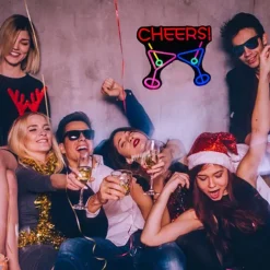 Oktoberfest Cheers USB Cocktails Neon LED Sign Light, Beer Bar Club Acrylic Neon Lights Sign for Hotel Pub Cafe Birthday Party Teen Room Wall Decorative Lamp 1PC