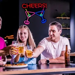 Oktoberfest Cheers USB Cocktails Neon LED Sign Light, Beer Bar Club Acrylic Neon Lights Sign for Hotel Pub Cafe Birthday Party Teen Room Wall Decorative Lamp 1PC