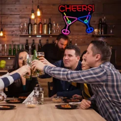 Oktoberfest Cheers USB Cocktails Neon LED Sign Light, Beer Bar Club Acrylic Neon Lights Sign for Hotel Pub Cafe Birthday Party Teen Room Wall Decorative Lamp 1PC