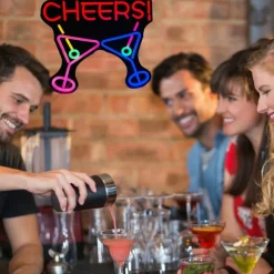 Oktoberfest Cheers USB Cocktails Neon LED Sign Light, Beer Bar Club Acrylic Neon Lights Sign for Hotel Pub Cafe Birthday Party Teen Room Wall Decorative Lamp 1PC