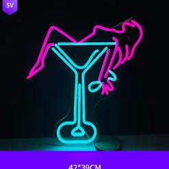 Oktoberfest Cocktail USB Neon LED Sign Light, Luminous Styling Neon Light Beer Bar Club Acrylic Neon Light for Hotel Bar Cafe Birthday Party Teen Room Wall Decoration Light Sign 1PC