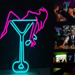 Oktoberfest Cocktail USB Neon LED Sign Light, Luminous Styling Neon Light Beer Bar Club Acrylic Neon Light for Hotel Bar Cafe Birthday Party Teen Room Wall Decoration Light Sign 1PC