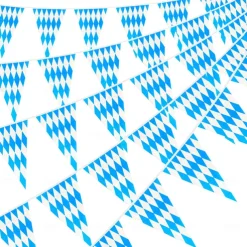 Oktoberfest Deko Bayrische Deko Set 20m blau / weie bayrisch Wiesn Dekoration Oktoberfest Deko Wimpel Girlande Banner Wimpelkette Bayern Wimpel Girlande