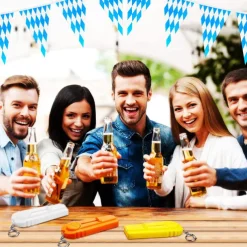 Oktoberfest Deko Bayrische Deko Set 20m blau / weie bayrisch Wiesn Dekoration Oktoberfest Deko Wimpel Girlande Banner Wimpelkette Bayern Wimpel Girlande